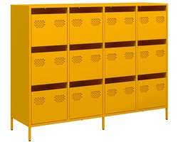 vidaXL - Dressoir - 135x39x103,5 - cm - koudgewalst - staal - mosterdgeel