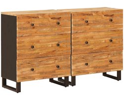 vidaXL - Dressoir - 2 - pcs - Bruin - 60 - x - 33 - x - 75 - cm - Massief - Mango - Hout