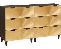 vidaXL - Dressoir - 2 - pcs - Zwart - en - Goud - 60 - x - 33 - x - 75 - cm - massief - mangohout