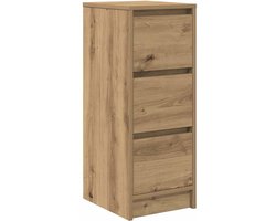 vidaXL - Dressoir - 29,5x34x76 - cm - bewerkt - hout - artisanaal - eikenkleur