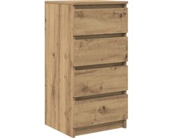 vidaXL - Dressoir - 37,5x35x76 - cm - bewerkt - hout - artisanaal - eikenkleurig