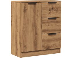 vidaXL - Dressoir - 60x30x70 - cm - bewerkt - hout - artisan - eikenkleurig
