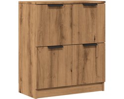 vidaXL - Dressoir - 60x30x70 - cm - bewerkt - hout - artisan - eikenkleurig