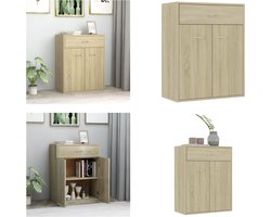 vidaXL - Dressoir - 60x30x75 - cm - bewerkt - hout - sonoma - eikenkleurig