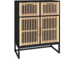 vidaXL - Dressoir - 60x30x75 - cm - bewerkt - hout - zwart