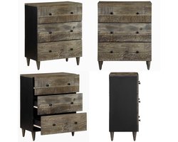 vidaXL Dressoir 60x33,5x75 cm massief mangohout lichtgrijs - Dressoir - Dressoirs - Kast - Wandkast