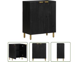 vidaXL Dressoir - 60x33x75 cm - Zwart - Hout en Messing Dressoir - Dressoirs - Opbergkast - Wandkast