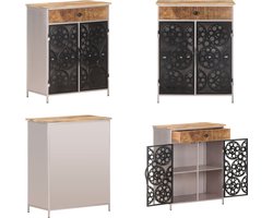 vidaXL - Dressoir - 60x35x75 - cm - ruw - mangohout - en - ijzer