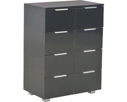 vidaXL - Dressoir - 60x35x80 - cm - bewerkt - hout - hoogglans - zwart
