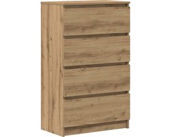 vidaXL - Dressoir - 60x35x98,5 - cm - bewerkt - hout - artisanaal - eikenkleur