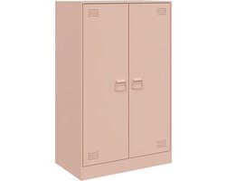 vidaXL - Dressoir - 67x39x107 - cm - staal - roze