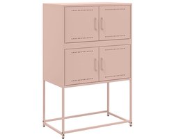 vidaXL Dressoir 68,5x38,5x107 cm staal roze