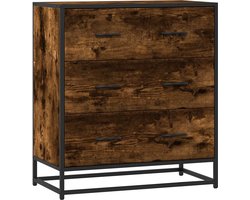 vidaXL - Dressoir - 68x35x76 - cm - bewerkt - hout - en - metaal - gerookt - eiken