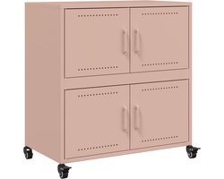 vidaXL - Dressoir - 68x39x72 - cm - staal - roze