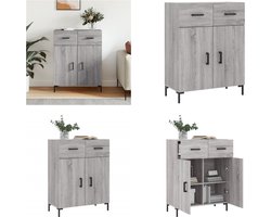 vidaXL Dressoir 69-5x34x90 cm bewerkt hout grijs sonoma eikenkleurig - Dressoir - Dressoirs - Kast - Wandkast
