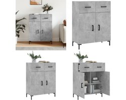 vidaXL Dressoir 69,5x34x90 cm bewerkt hout betongrijs - Dressoir - Dressoirs - Kast - Wandkast