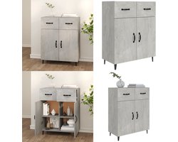 vidaXL Dressoir 69,5x34x90 cm bewerkt hout betongrijs - Dressoir - Dressoirs - Kast - Wandkast