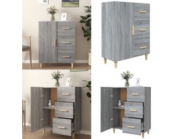 vidaXL Dressoir 69,5x34x90 cm bewerkt hout grijs sonoma eikenkleurig - Dressoir - Dressoirs - Kast - Wandkast