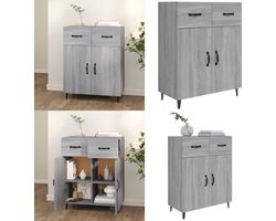vidaXL Dressoir 69,5x34x90 cm bewerkt hout grijs sonoma eikenkleurig - Dressoir - Dressoirs - Kast - Wandkast
