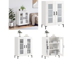 vidaXL Dressoir 69,5x34x90 cm bewerkt hout hoogglans wit - Dressoir - Dressoirs - Kast - Wandkast
