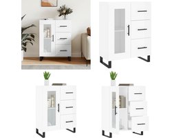 vidaXL Dressoir 69,5x34x90 cm bewerkt hout hoogglans wit - Dressoir - Dressoirs - Opbergkast - Wandkast