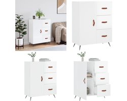 vidaXL Dressoir 69,5x34x90 cm bewerkt hout hoogglans wit - Dressoir - Dressoirs - Opbergkast - Wandkast
