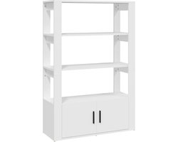 vidaXL - Dressoir - 80x30x119,5 - cm - bewerkt - hout - wit