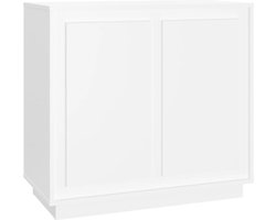 vidaXL - Dressoir - 80x34x75 - cm - bewerkt - hout - wit
