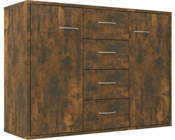 vidaXL - Dressoir - 88x30x65 - cm - bewerkt - hout - gerookt - eikenkleurig