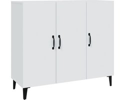 vidaXL - Dressoir - 90x34x80 - cm - bewerkt - hout - wit