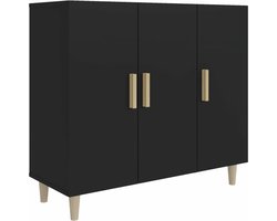 vidaXL - Dressoir - 90x34x80 - cm - bewerkt - hout - zwart