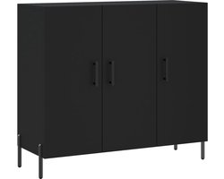 vidaXL - Dressoir - 90x34x80 - cm - bewerkt - hout - zwart