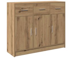 vidaXL - Dressoir - 91x28x75 - cm - bewerkt - hout - artisanaal - eikenkleur