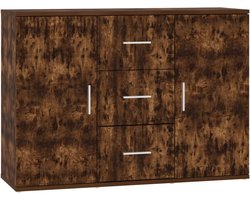vidaXL - Dressoir - 91x29,5x65 - cm - bewerkt - hout - gerookt - eikenkleurig