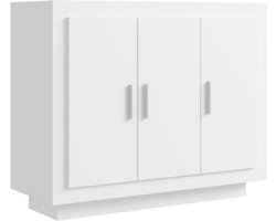 vidaXL - Dressoir - 92x35x75 - cm - bewerkt - hout - wit