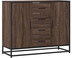 vidaXL - Dressoir - 92x35x76 - cm - bewerkt - hout - bruin - eikenkleurig