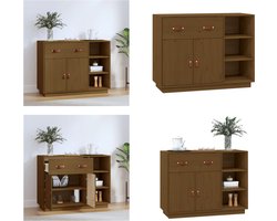 vidaXL - Dressoir - 98,5x40x75 - cm - massief - grenenhout - honingbruin