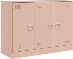 vidaXL - Dressoir - 99x39x73 - cm - staal - roze