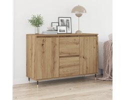 vidaXL - Dressoir - Artisan - Eiken - 101,5 - x - 35 - x - 70 - cm - Bewerkt - hout