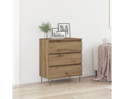 vidaXL - Dressoir - Artisan - Eiken - 60 - x - 35 - x - 70 - cm - Bewerkt - hout