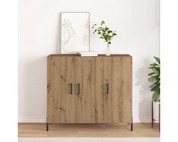 vidaXL - Dressoir - Artisan - Eiken - 90 - x - 34 - x - 80 - cm - Bewerkt - hout