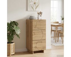 vidaXL - Dressoir - Artisanaal - eiken - 33.5 - x - 34.5 - x - 75 - cm - Bewerkt - hout
