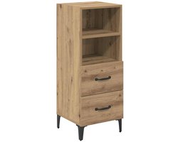 vidaXL - Dressoir - artisanaal - eikenkleurig - 34 - x - 34,5 - x - 90 - cm - Bewerkt - hout