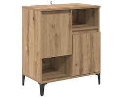 vidaXL - Dressoir - artisanaal - eikenkleurig - 60 - x - 35 - x - 70 - cm - Bewerkt - hout