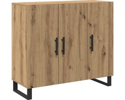 vidaXL - Dressoir - artisanaal - eikenkleurig - 90 - x - 34 - x - 80 - cm - Bewerkt - hout