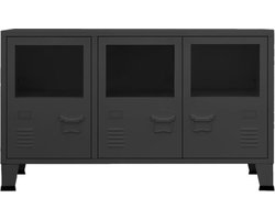 vidaXL Dressoir - Dressoirs - Buffetkast - Opbergkast - Dressoir industrieel 105x35x62 cm metaal en glas zwart