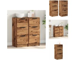 vidaXL Dressoir - Dressoirs - Kast - Nachtkastje - Dressoirs 2 st 30x30x70 cm bewerkt hout oud houtkleurig