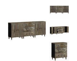 vidaXL Dressoir - Dressoirs - Kast - Wandkast - 3-delige Dressoirs 60x33,5x75 cm massief mango lichtgrijs