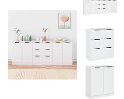 vidaXL Dressoir - Dressoirs - Kast - Wandkast - 3-delige Dressoirs bewerkt hout wit