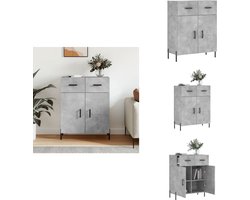 vidaXL Dressoir - Dressoirs - Kast - Wandkast - Dressoir 69-5x34x90 cm bewerkt hout betongrijs